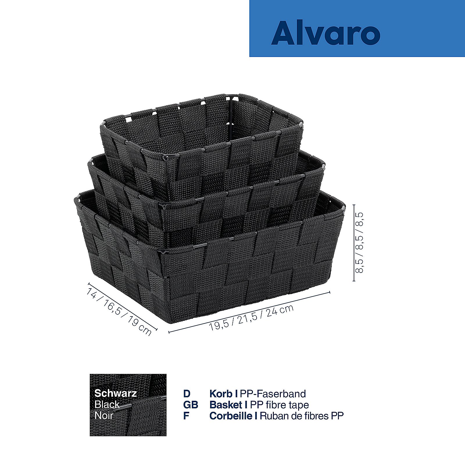 Kela Korb-Set Alvaro schwarz ALVARO in 