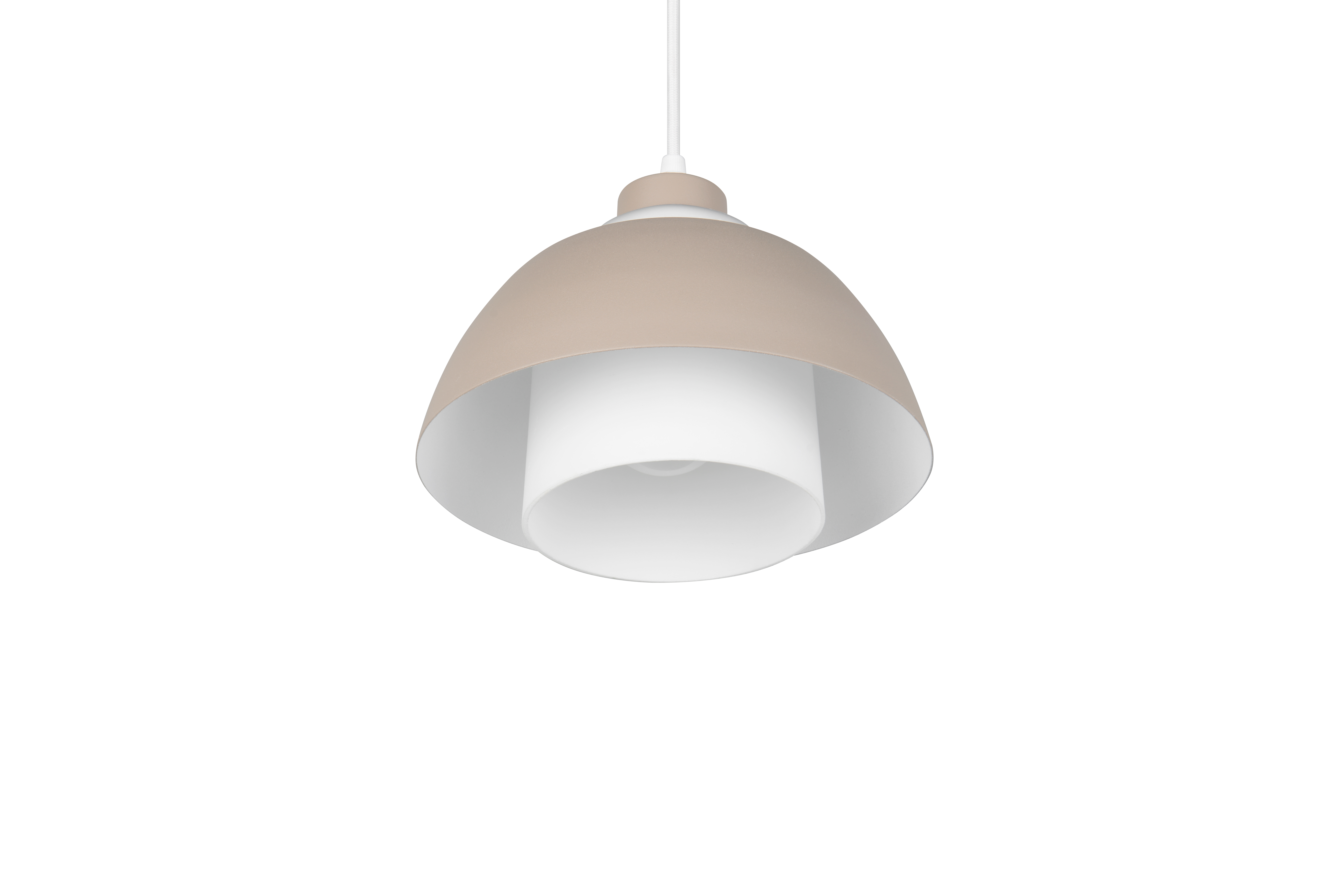 Reality Leuchten LED-Pendelleuchte TILOS in warm beige, Glas weiß, Leuchte, Lampe