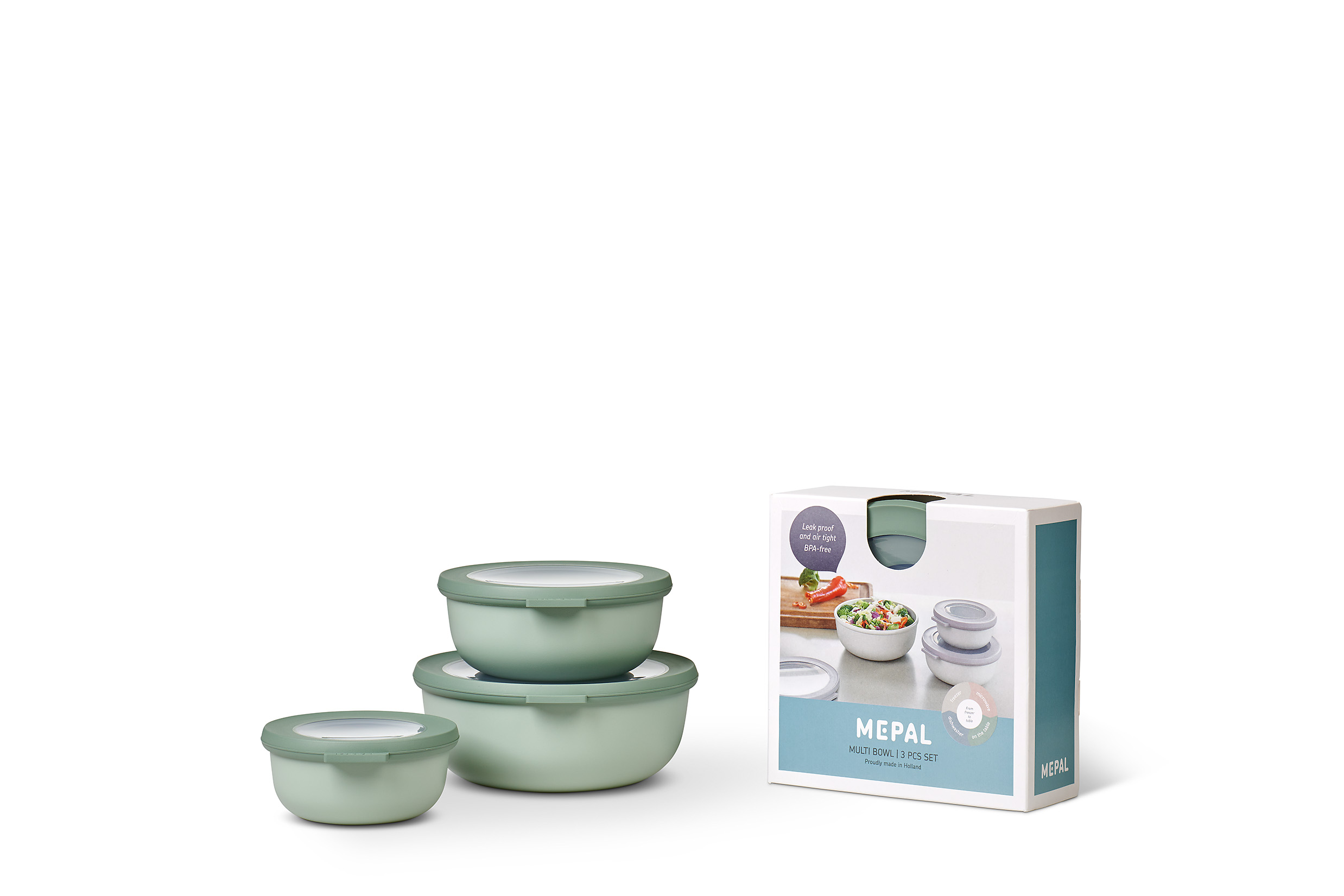 Mepal Set Cirqula rund 3-teilig 350 + 750 + 1250 ml in Farbe Nordic Sage