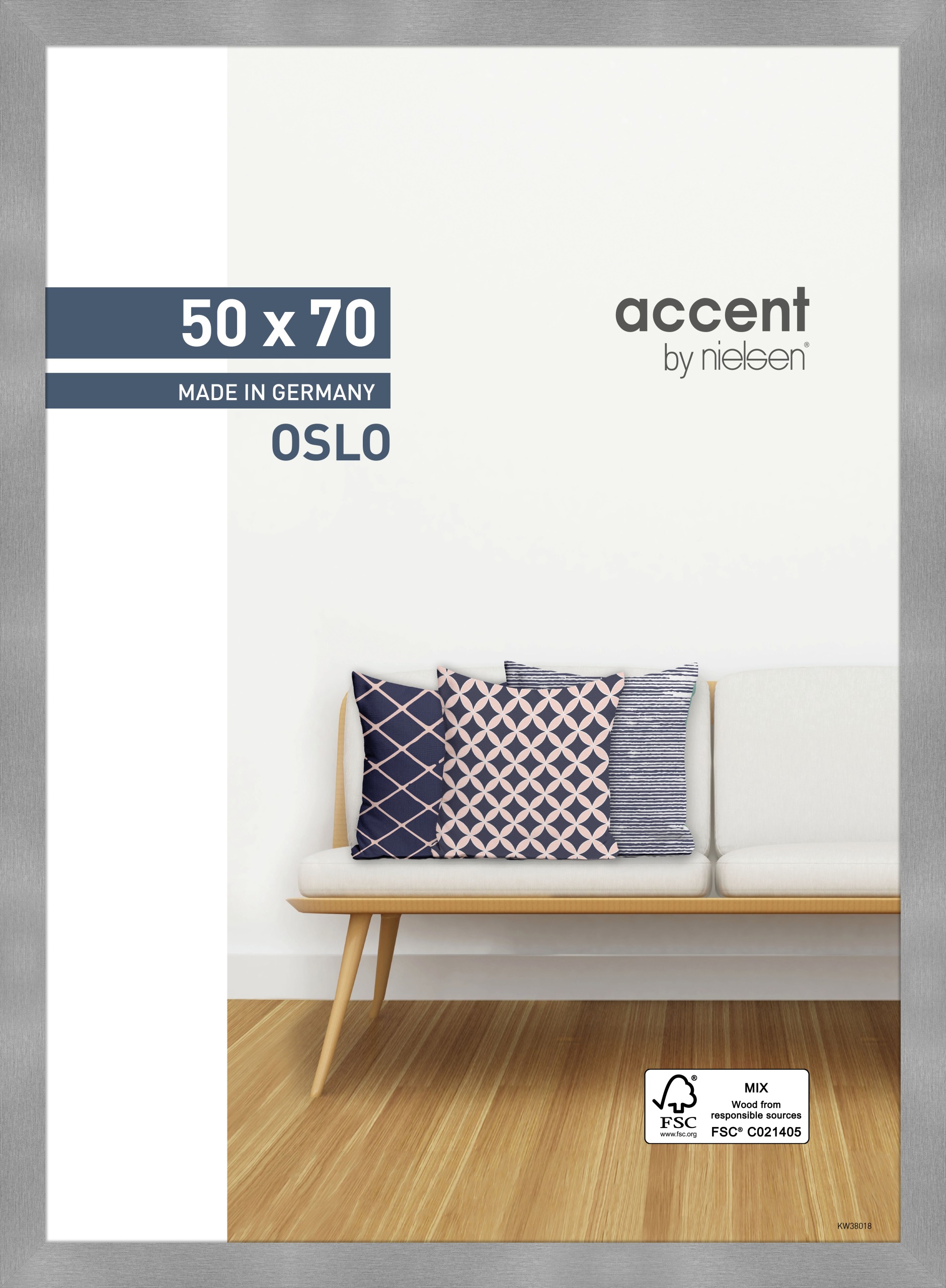Accent by Nielsen Holz Bilderrahmen Oslo ca. 50x70cm in Farbe Silver