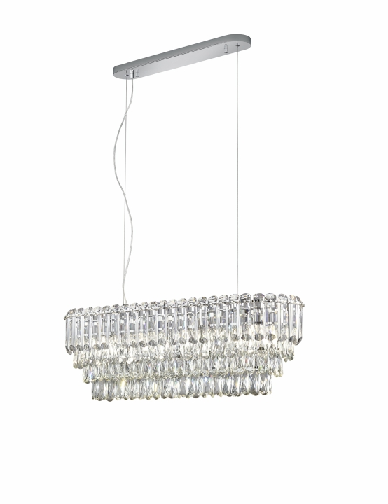 Trio Select Pendelleuchte MALIZIA 10-flammig in Farbe chrom, Kristallglas transparent klar