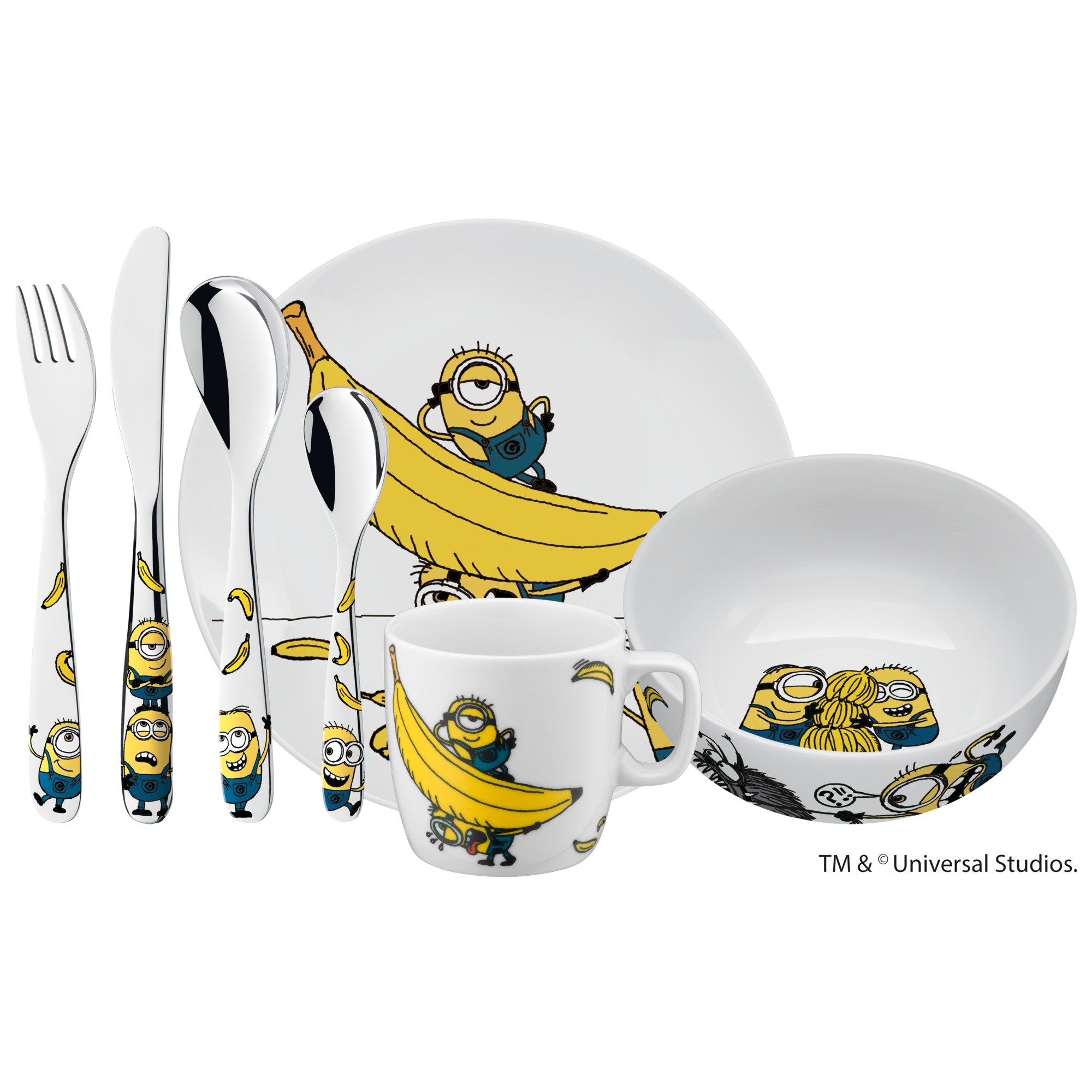 WMF Kinderbesteck-Set 7-teilig Minions in Edelstahl/bunt/ weiß