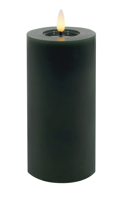 L.C. Wholesaler LED-Stumpenkerze WINTER ca. Ø 7,5, H 15cm in green smooth, 7.15x15cm