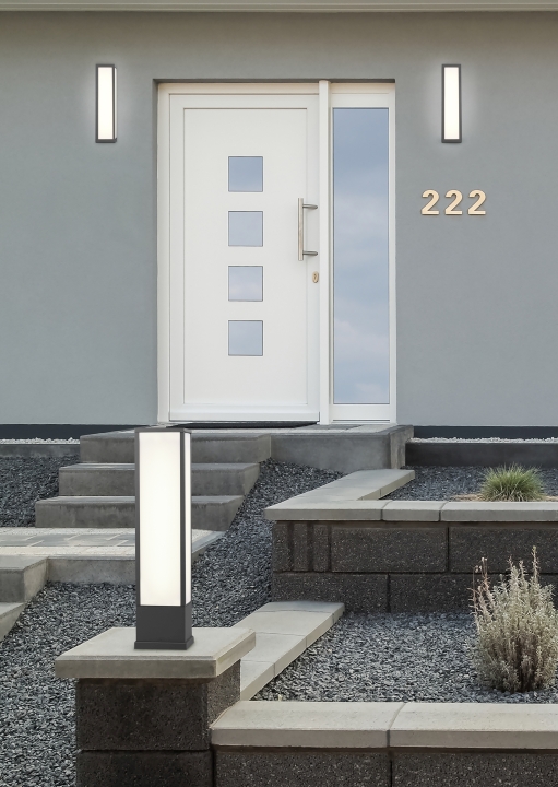 Trio LED-Wandleuchte FUERTE in anthrazit, Glas Kunststoff weiß
