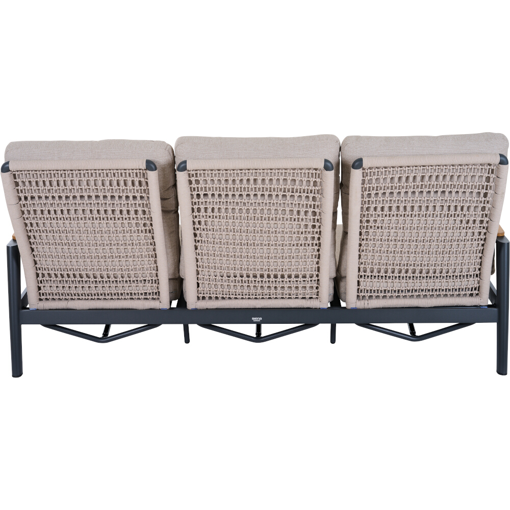 Lounge-Bank 3-sitzig CORTINA ca.B214 H97 T81 cm in Aluminium matt anthrazit, Kissen, Dekoration für Zuhause, Couch, Leinen, Gewebt