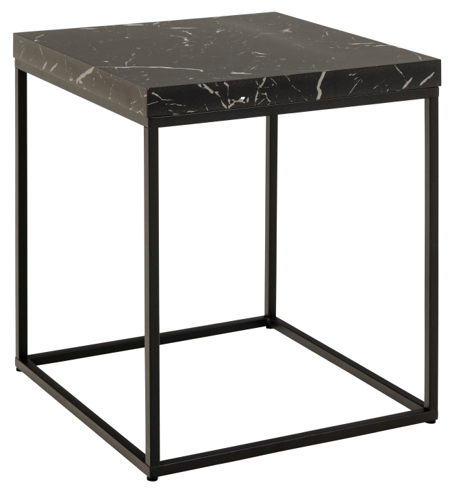 Actona Couchtisch BAROSSA ca. 40x40cm in Marmor Marquina schwarz/schwarz matt