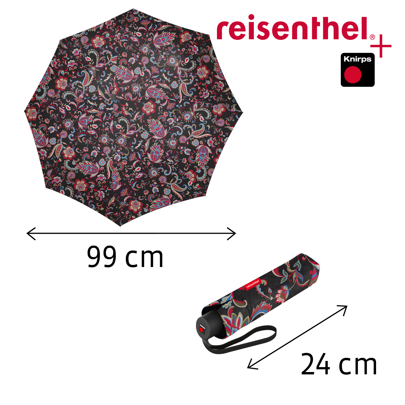 Reisenthel UMBRELLA POCKET CLASSIC in Farbe paisley black, Zubehor, Formelle Kleidung, Krawatte, Muster, Baldachin