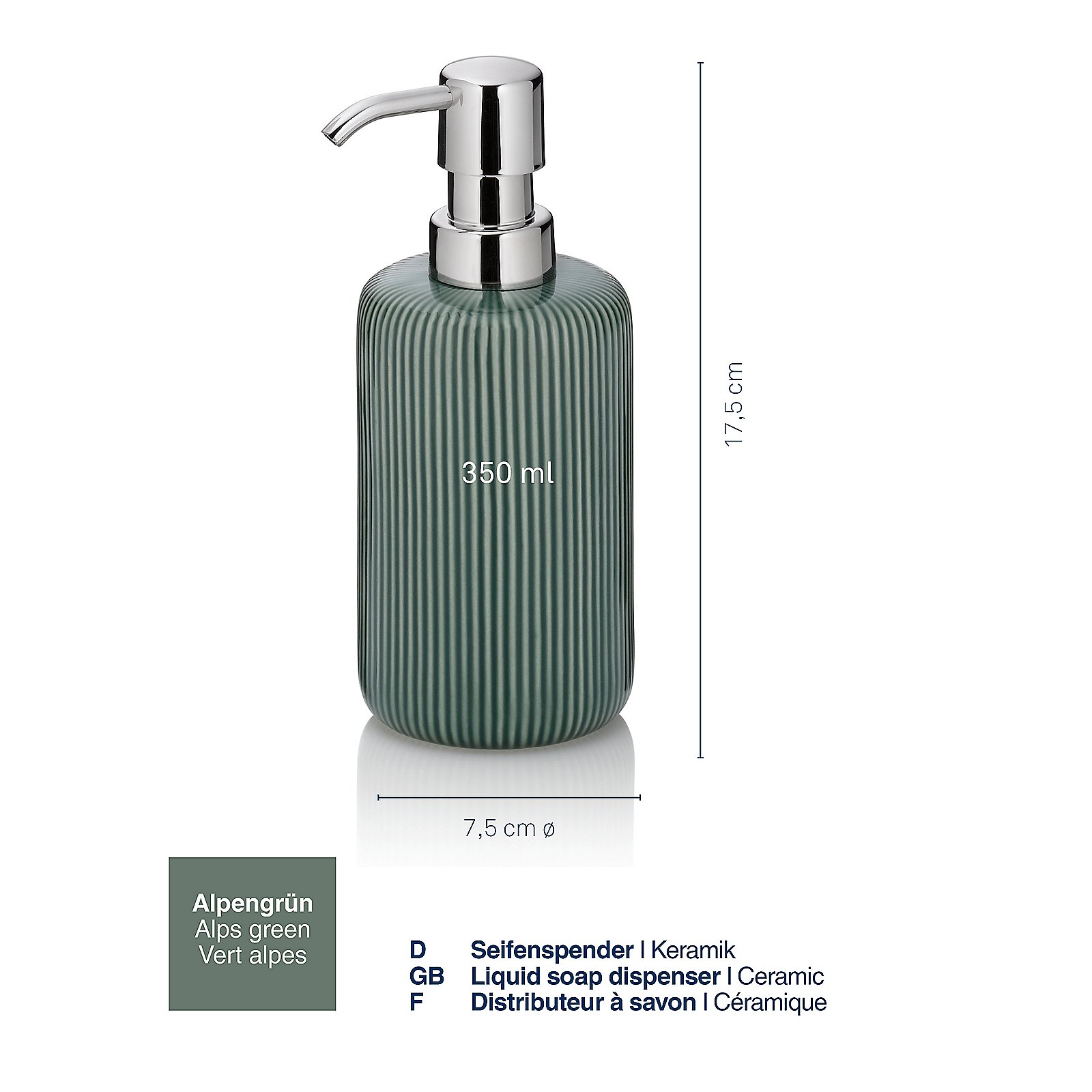 Kela  Seifenspender AVA in Farbe alpengrün, Flasche, Lotion
