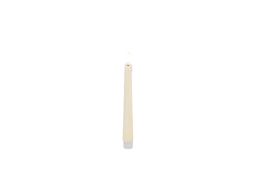 L.C. Wholesaler LED-Dinnerkerze 2er-Set BASIC ca. Ø 2,2, H 17,5cm in cream rustic, 2.2x17.5cm
