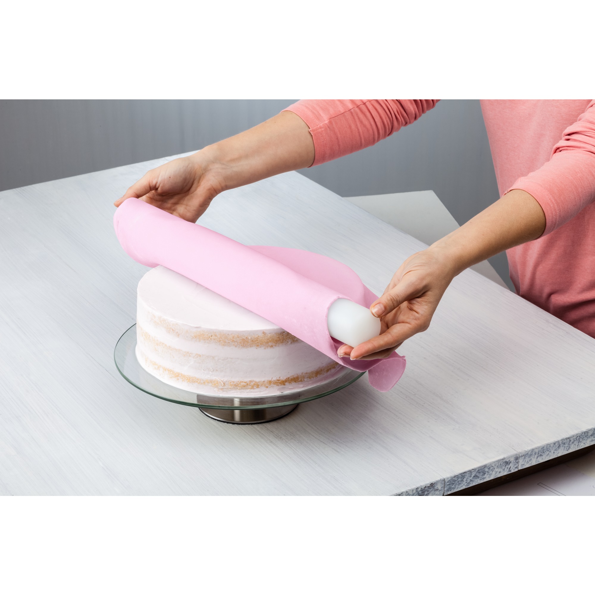 Kaiser Fondant Rollstab groß in weiß/pink