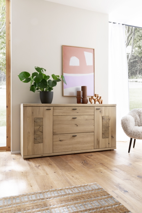 MCA Furniture Sideboard PALMA in Ast/Balkeneiche massiv