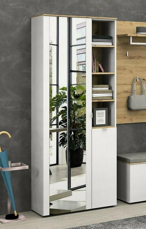 Garderobenschrank BARI ca. B78 H202 T38 cm in weiß/Artisan Eiche