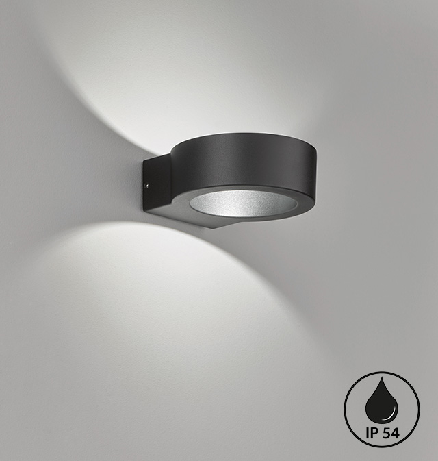 Fischer & Honsel LED-Wandleuchte TORRES in Metall schwarz/Glas klar