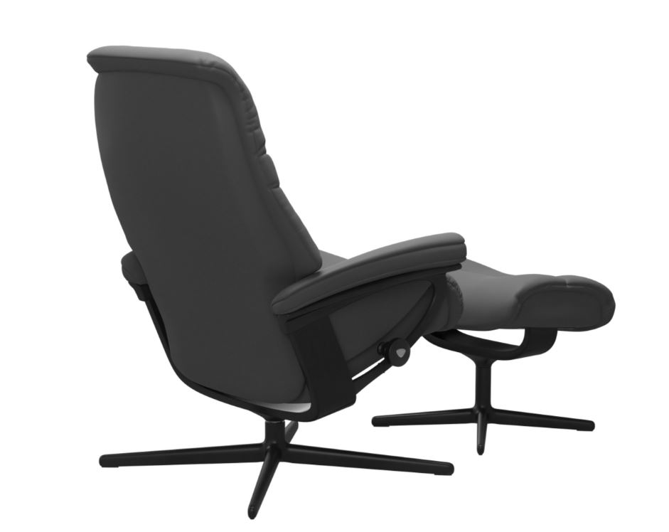 Stressless Sessel mit Hocker Sunrise Cross (M) in Leder Batick grey