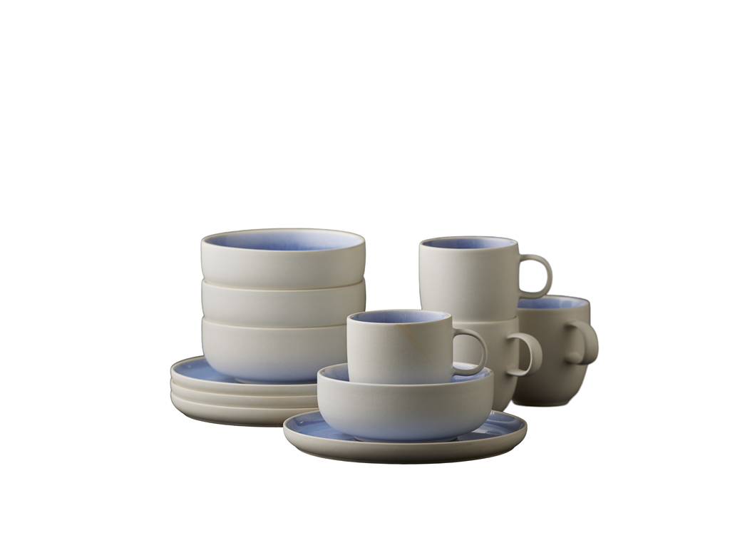 F&H Brunch-Set STUDIO ROUND NORTH in Farbe Matte white/Shiny river