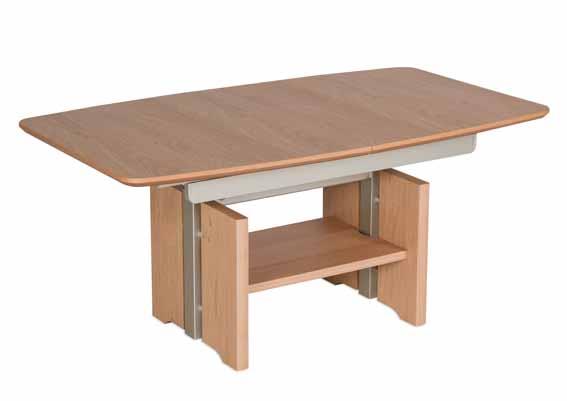 Couchtisch mit Lift, ca. 120 (160) x 70 x 54 - 73 cm in Eiche bianco, Moebel, Tabelle, Esstisch, Kaffeetisch, Sperrholz