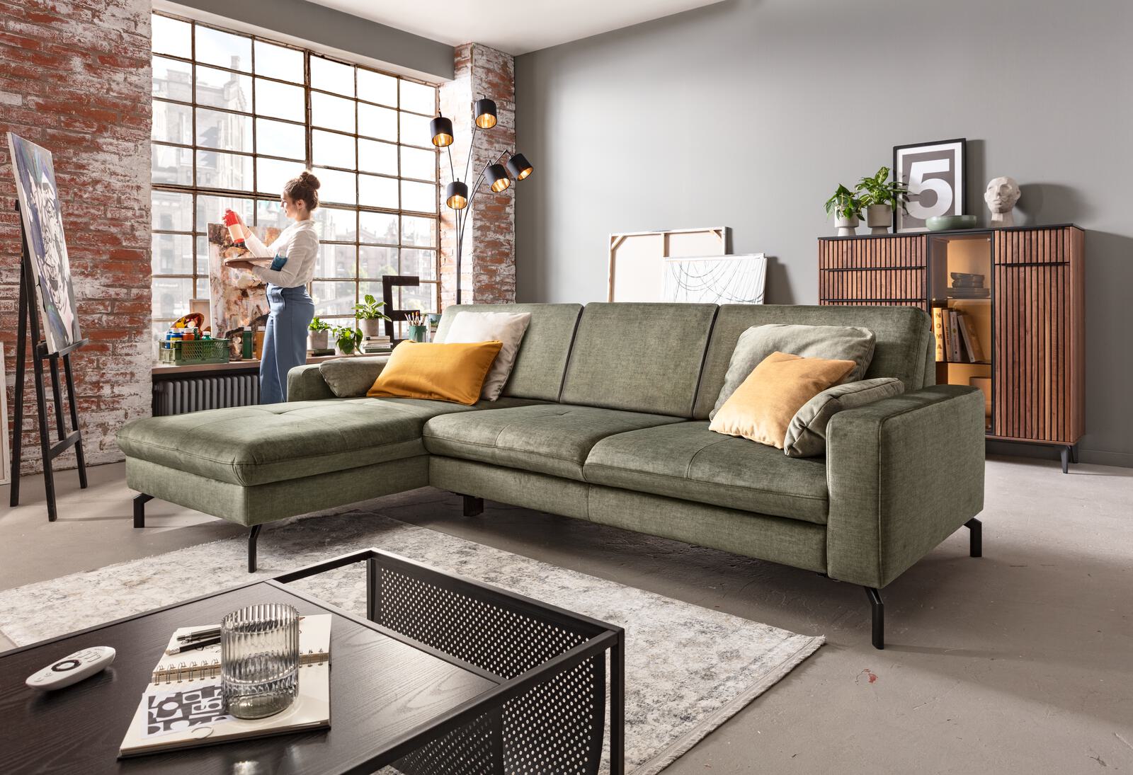 Modulmaster Polstergruppe VS-MP1154 ca. 302x178cm in Stoff Isa olive 