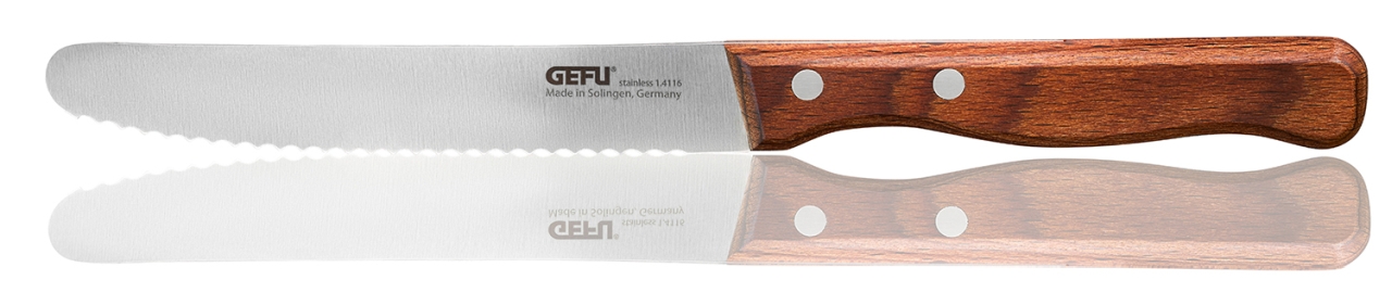 GEFU Brotmesser Stulle ca. B23 H2,1 T1,3 cm in silber / braun