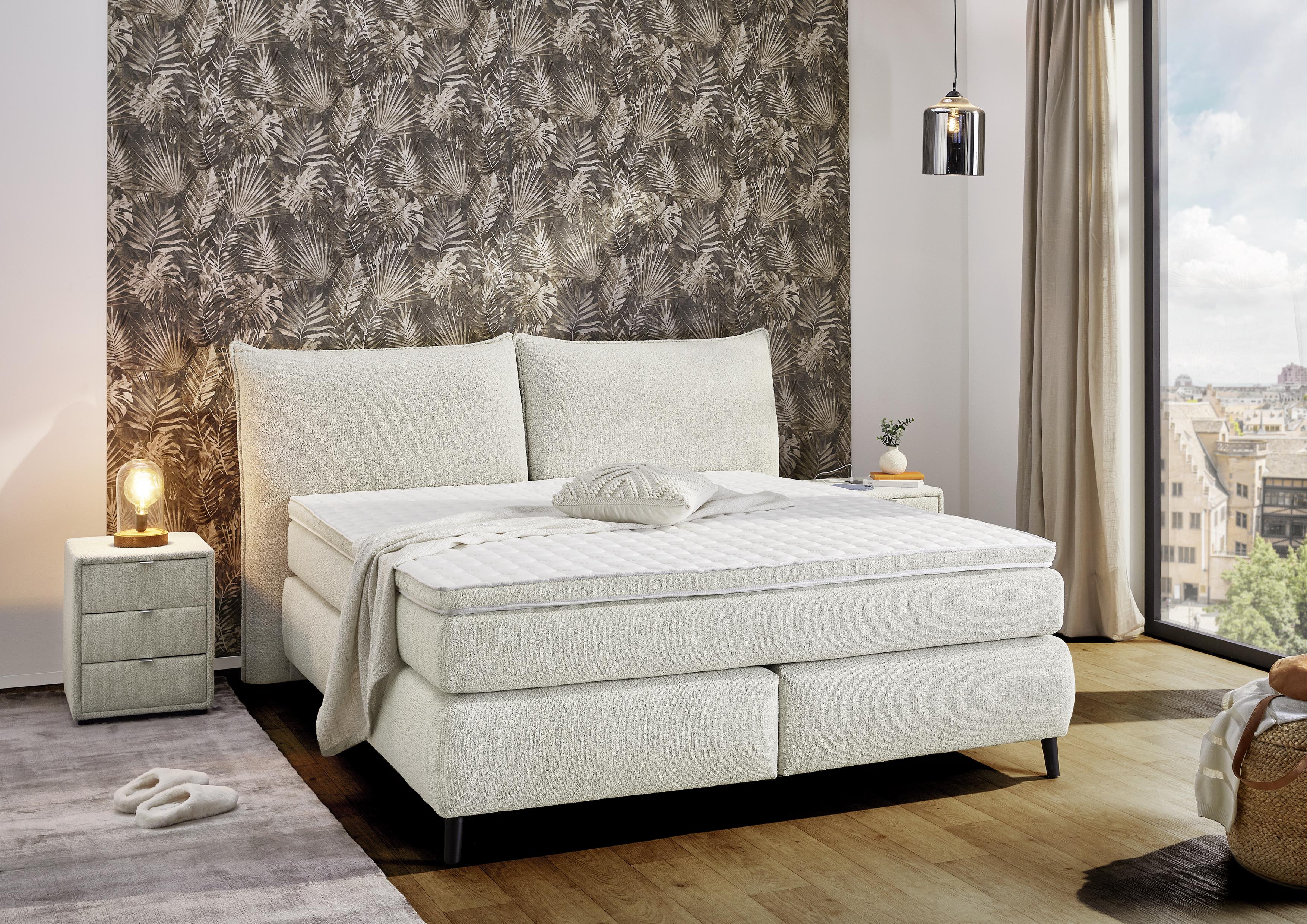 Jockenhöfer Boxspringbett HACIENDA, HACIENDA MIX, HACIENDA MAX ca. B210 H113 T230 cm in Stoff 43207 beige, Innenarchitektur, Mobiliar, Lampe, Dekoration für Zuhause, Bett