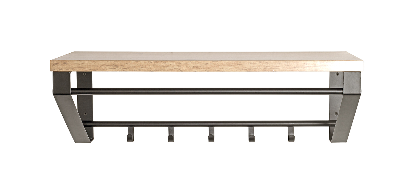 Haku Möbel Wandgarderobe  ca. B70 H23 T30 cm in Metall schwarz pulverb., Kaffeetisch, Mobiliar, Tabelle, Bank