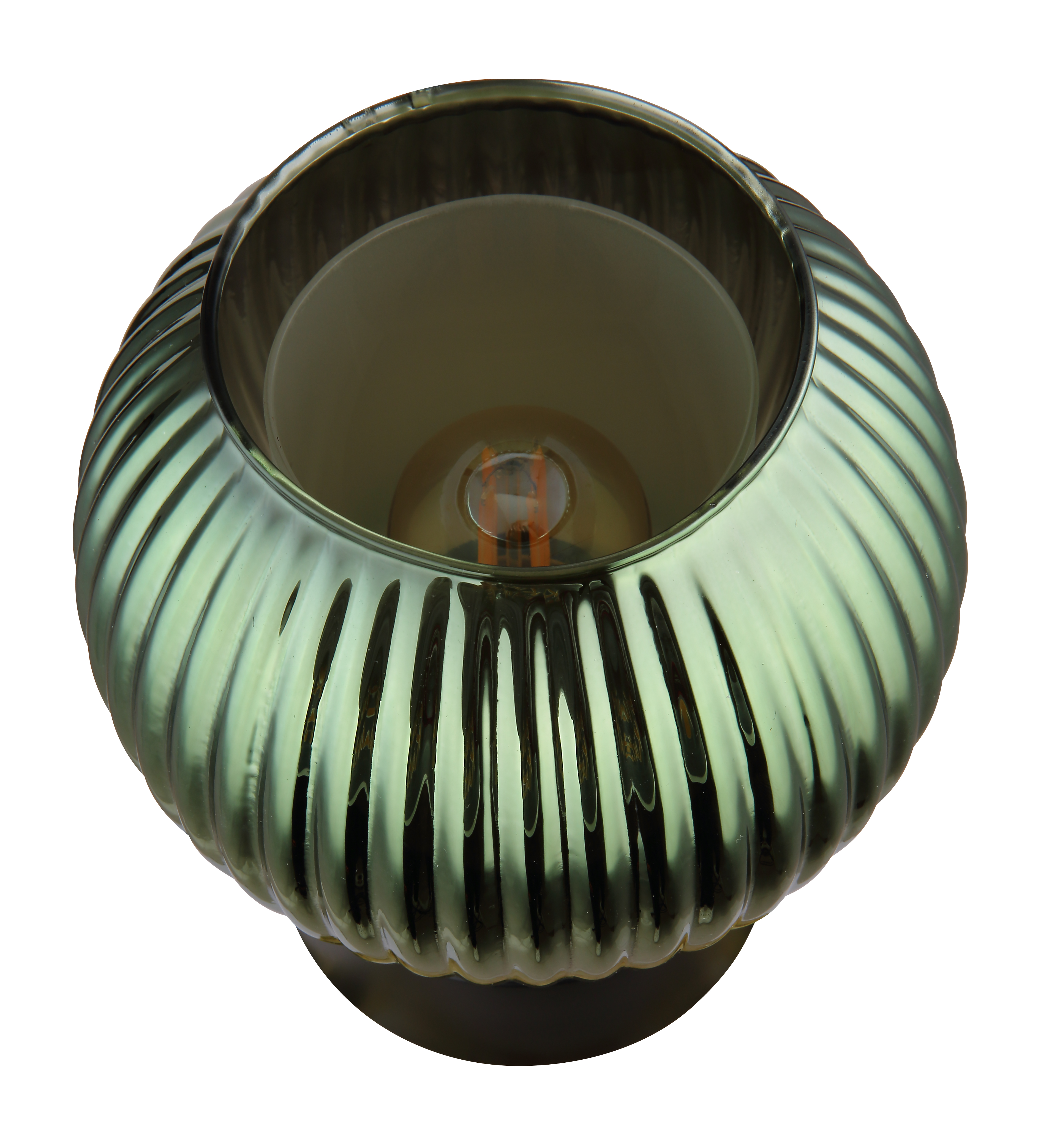 Tischleuchte  Durchm: ca.15 cm in Metall schwarz matt/Glas grün