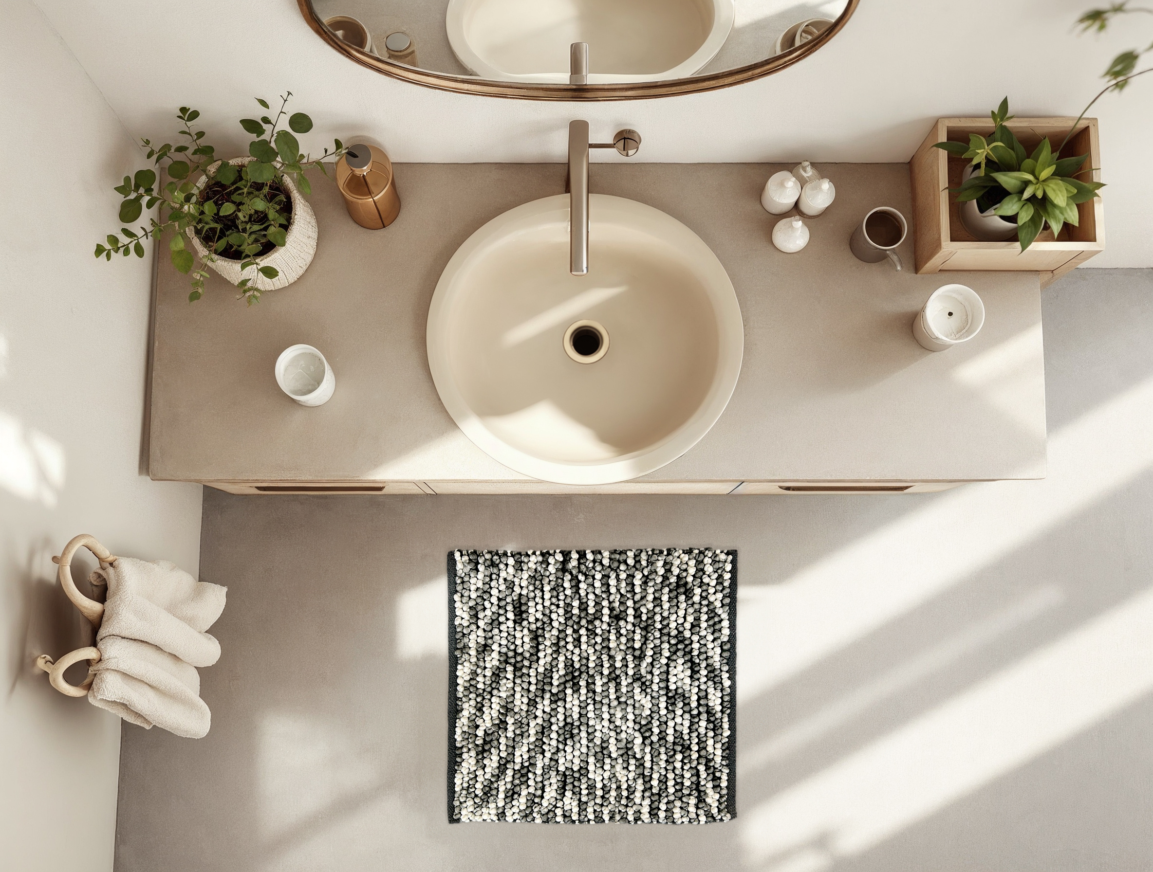 Heckettlane Badematte ca. 60x100cm in Farbe Classic-Anthracite, Becken, Pflanze, Sinken, Dekoration für Zuhause, Handschuh