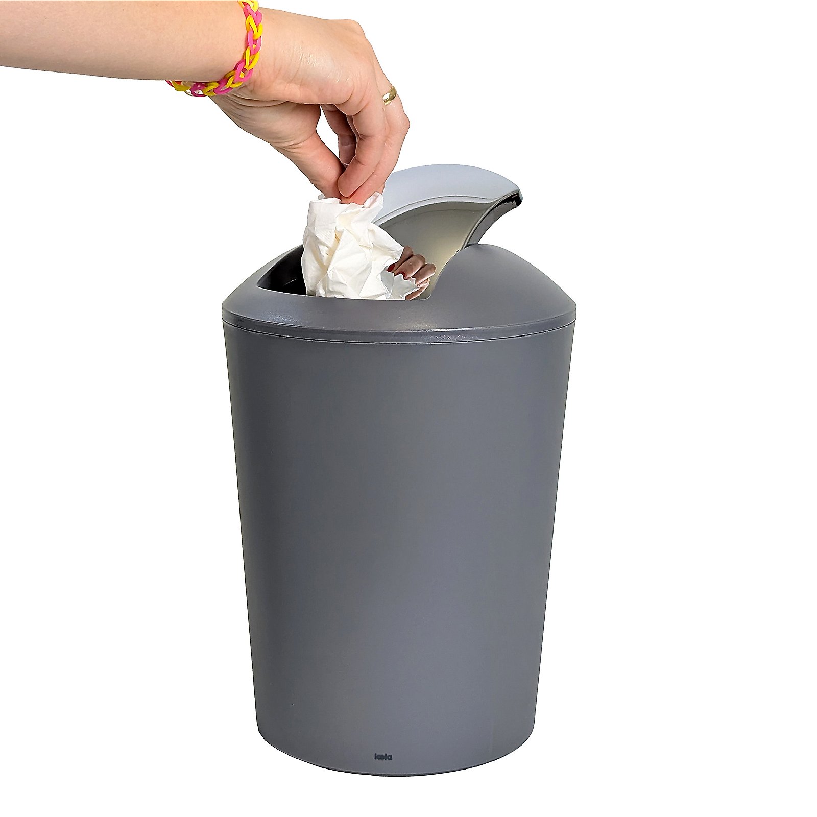 Kela Schwingdeckeleimer Marta  in grau,D 20cm,H 28,5cm,5 Ltr., Zinn, Kann