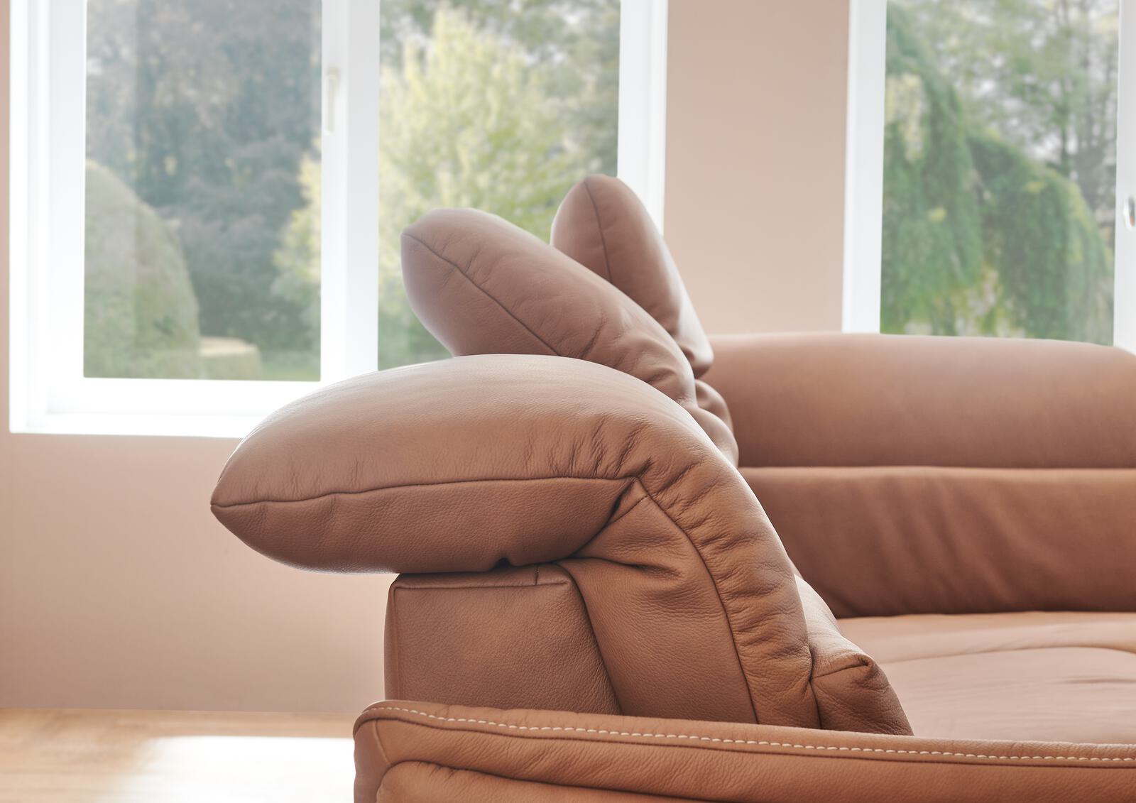 Comfortmaster Rundecke SPEKTRA ca. 304x255cm in Leder Lonlife Rustika honig, Kissen, Dekoration für Zuhause, Couch, Mobiliar, Kopfkissen