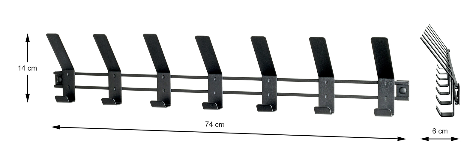 Haku Möbel Garderobenleiste  ca. B74 H14 T6 cm in Metall schwarz