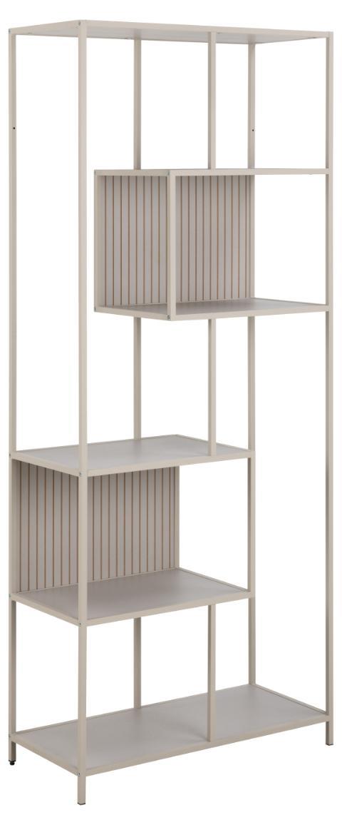 Actona Regal SEAFORD ca. B77 H185 T35 cm in Melamin grau/Stahl matt grau, Ablage, Mobiliar, Bücherschrank