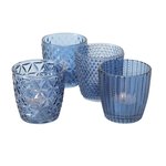 Boltze Windlicht-Set Marilu MARILU ca. H7,5 cm, D7,5 cm in Blau