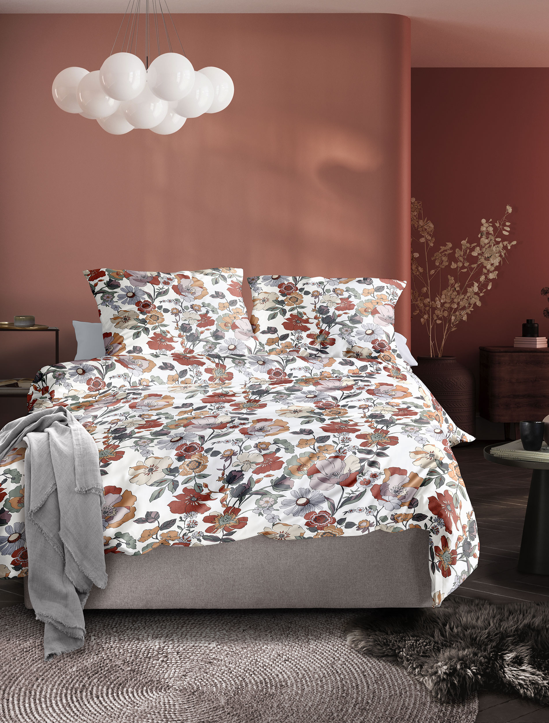 Irisette Mako-Satin Bettwäsche WAVE ca. 135x200cm in Farbe ROT, Moebel, Bett, Bettlaken