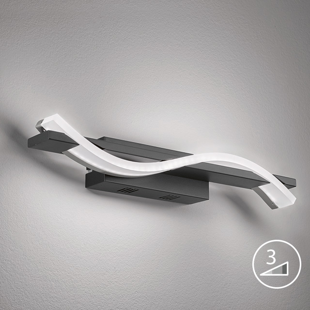 Fischer & Honsel LED-Wandleuchte BRIDGE in Metall sandschwarz/Acryl weiß
