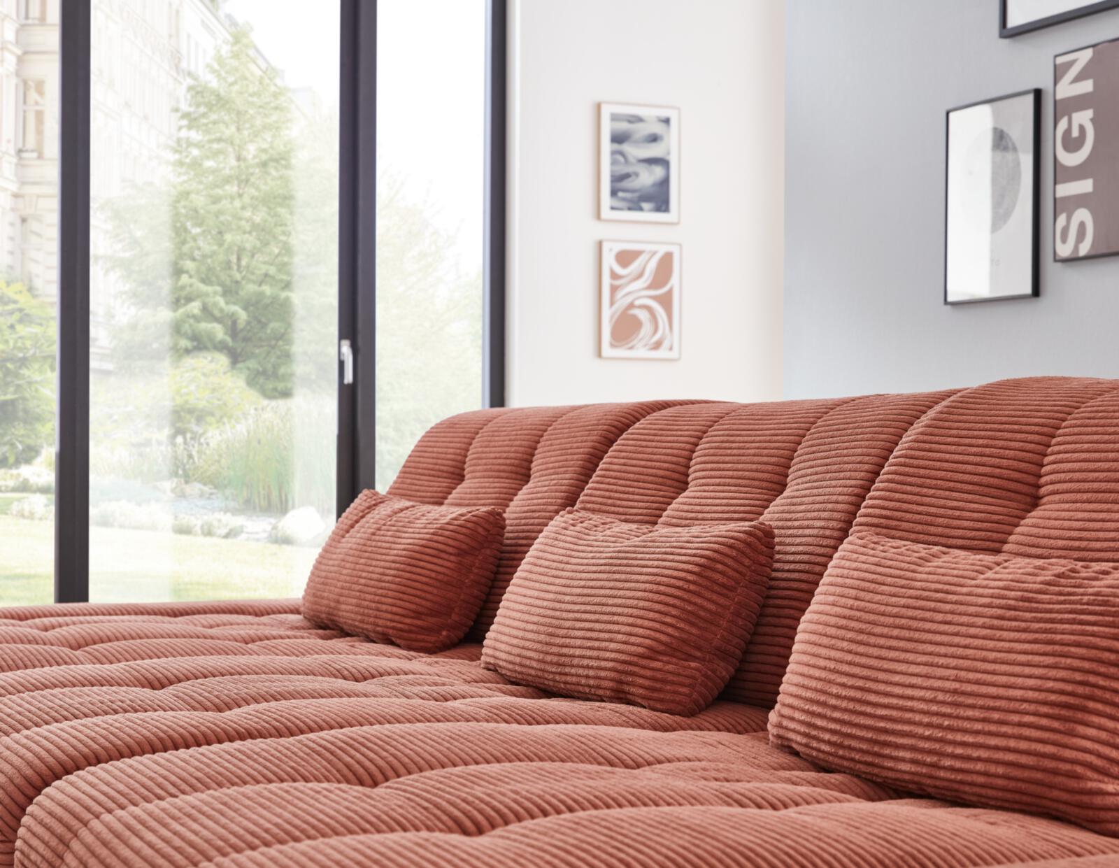 Polstergruppe SANTA ROSA ca. B307 H82 T199 cm in Stoff1: Cord Lincoln kupfer, Kissen, Dekoration für Zuhause, Mobiliar, Couch, Innenarchitektur