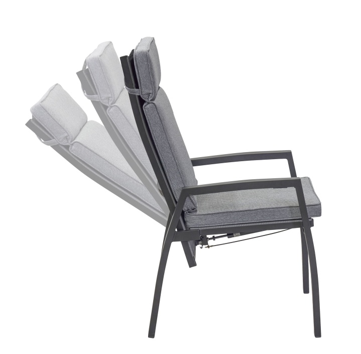 L.C. Wholesaler Positionsstuhl SONDRINO ca. B58 H110 T72 cm in Textilene anthrazit/silber