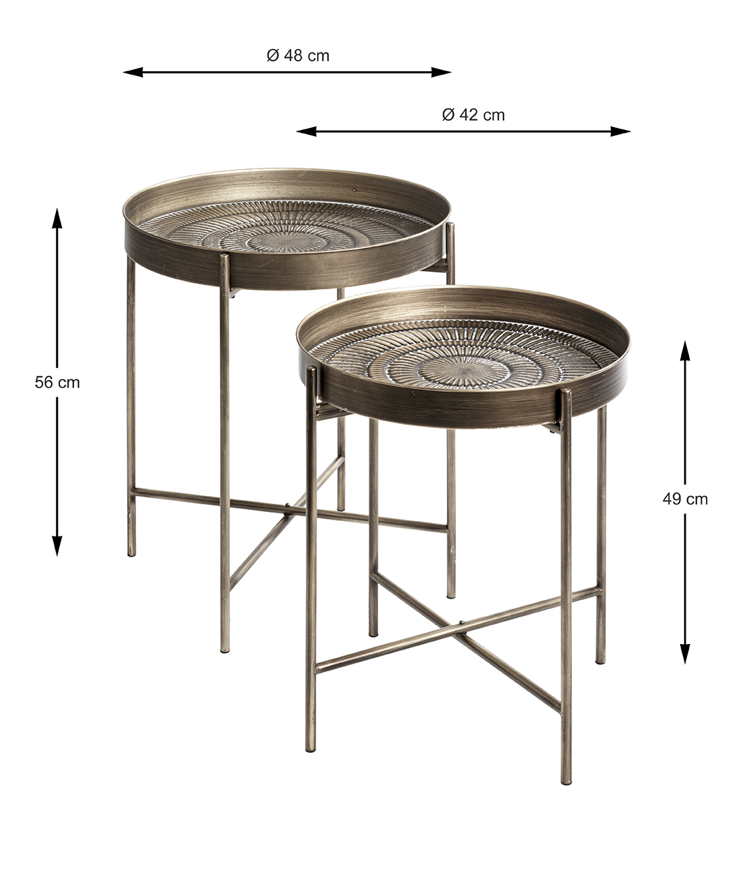 Haku Möbel Beistelltisch 2er-Set RIVERA aus Metall/Kupfer