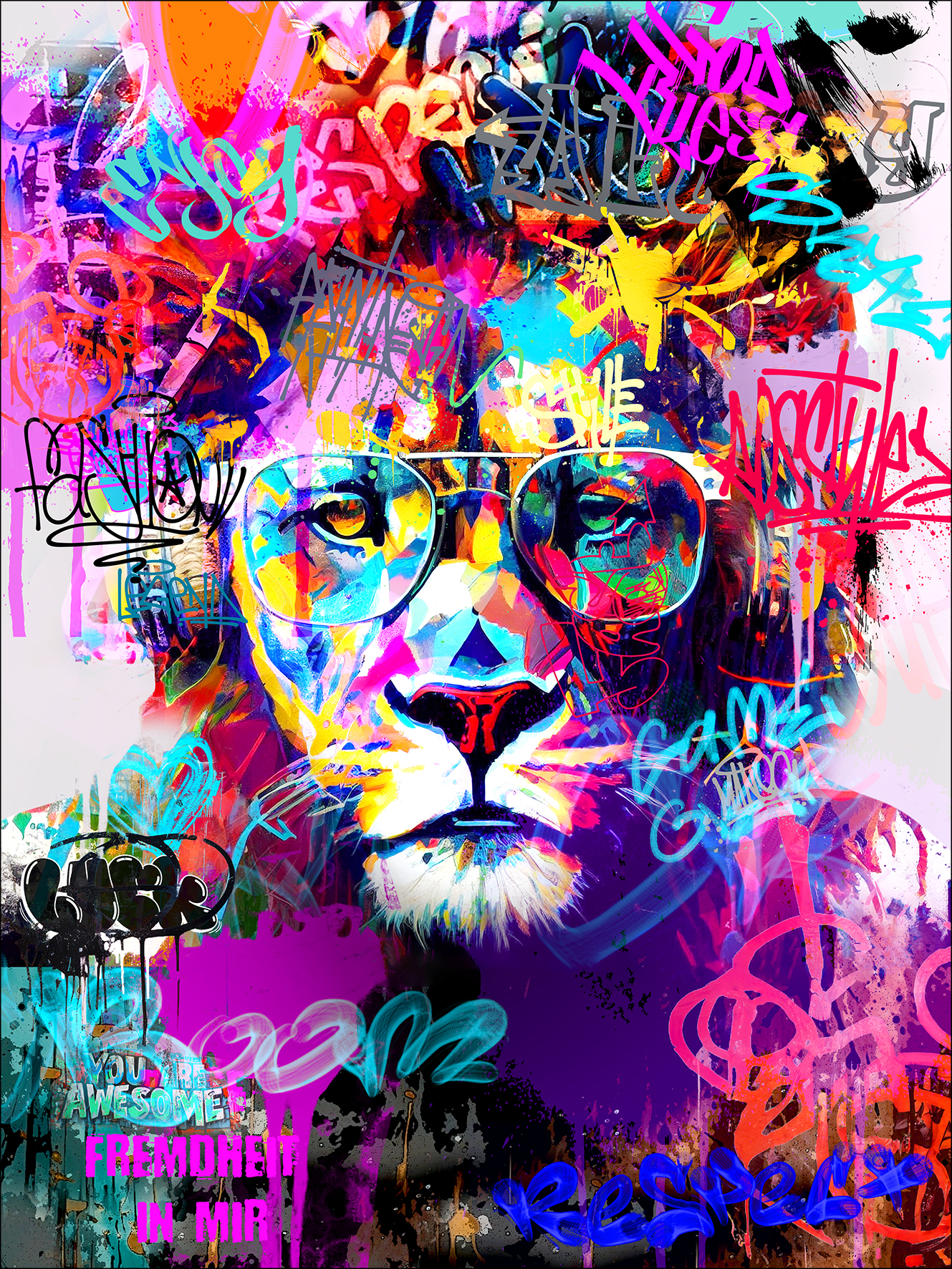 PRO ART Glas-Art 80x60cm Graffiti Lion
