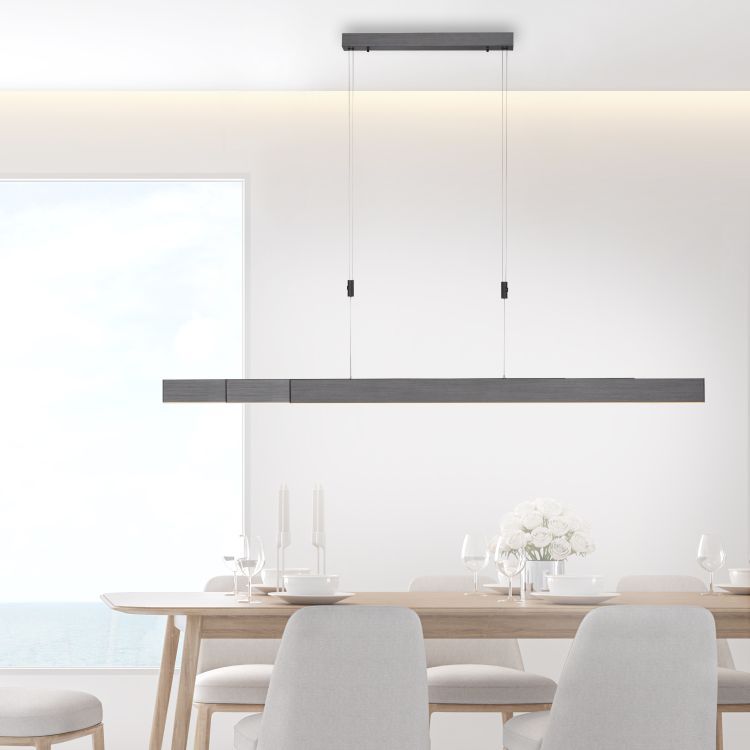 Paul Neuhaus LED-Pendelleuchte PURE MOTO 3-flammig in Farbe grau, Esszimmer, Esstisch, Mobiliar, Tabelle, Innenarchitektur