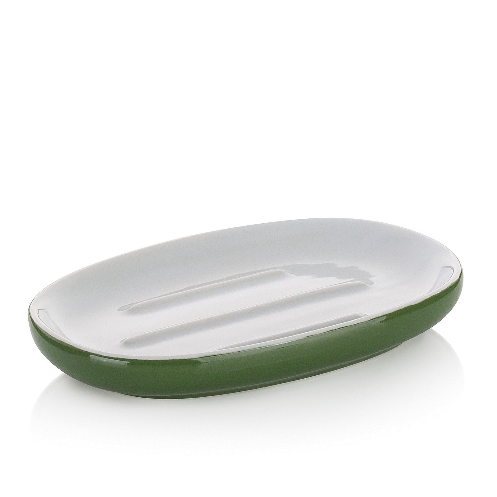 Kela  Seifenschale ISABELLA in Farbe blattgrün, Gericht, Mahlzeit, Teller, Porzellan, Töpferei