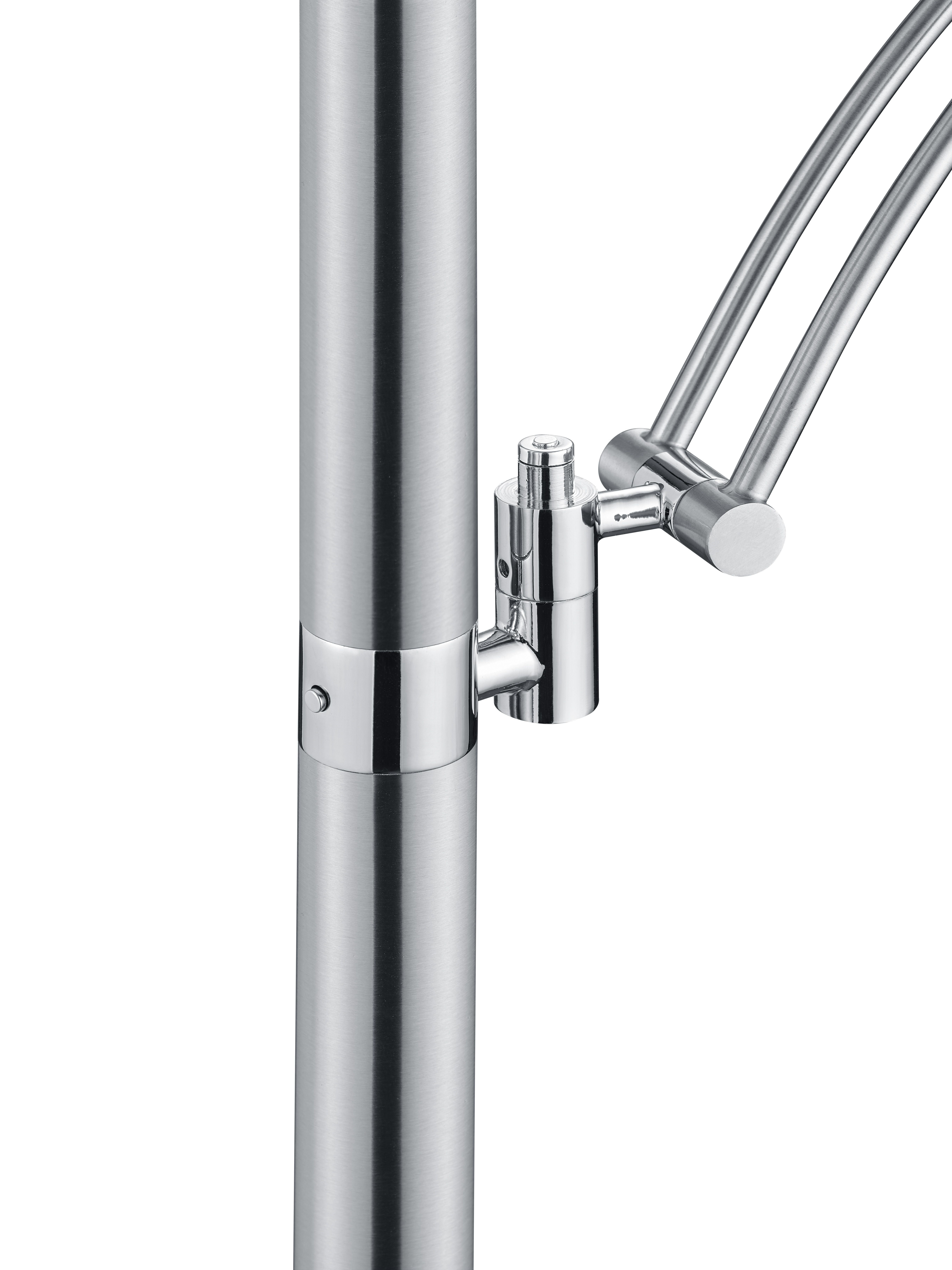 B-Leuchten LED-Stehleuchte Dual in Nickel matt mit Chrom Absetzung