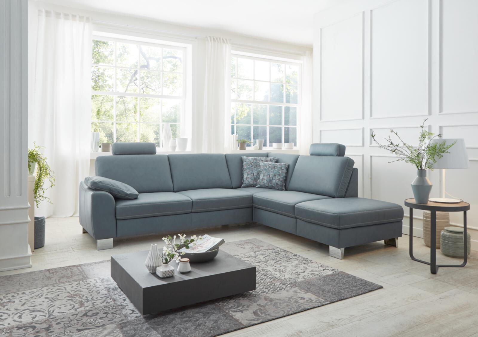 Modulmaster Polstereckgarnitur MM-PN1037  ca. 271x235cm in Leder Vivre steel, Couch, Mobiliar, Wohnzimmer, Dekoration Ihres Zuhauses, Tabelle
