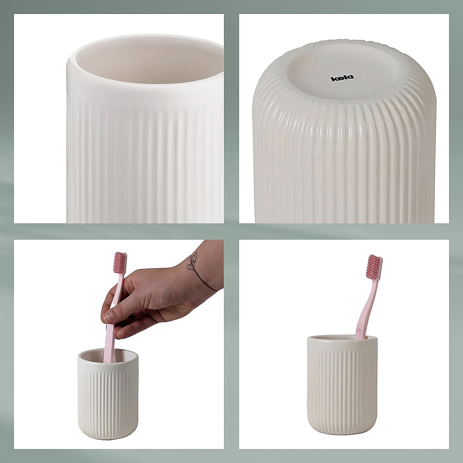 Kela Becher Adele offwhite ADELE in , Pinsel, Gerät, Werkzeug, Krug, Zahnbürste
