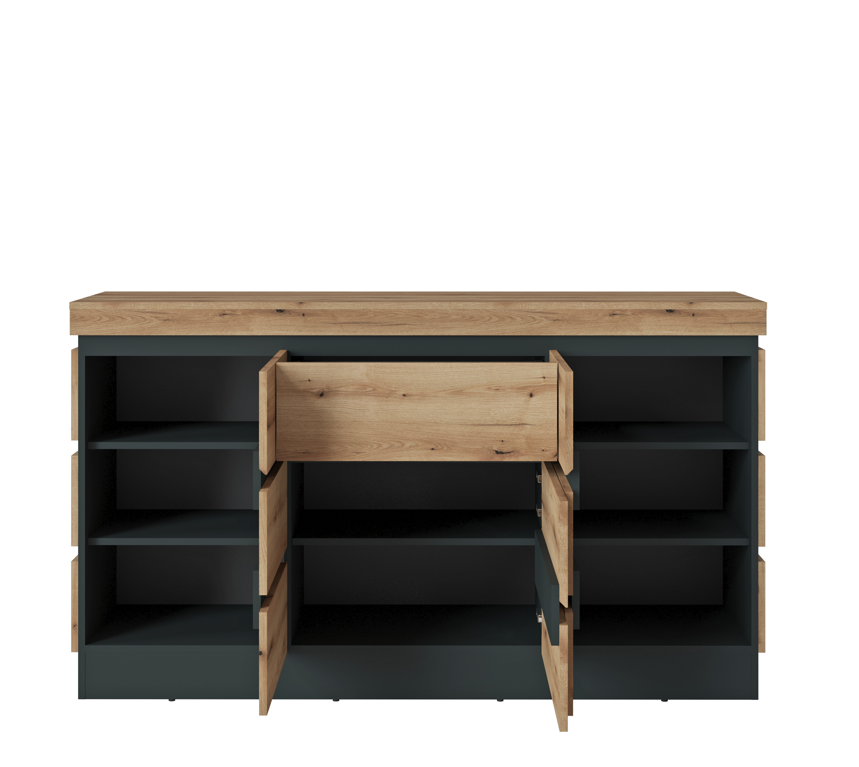 Kommode Corte ca. 161x93x45cm in Eiche Nachbildung/Cosmos grau
