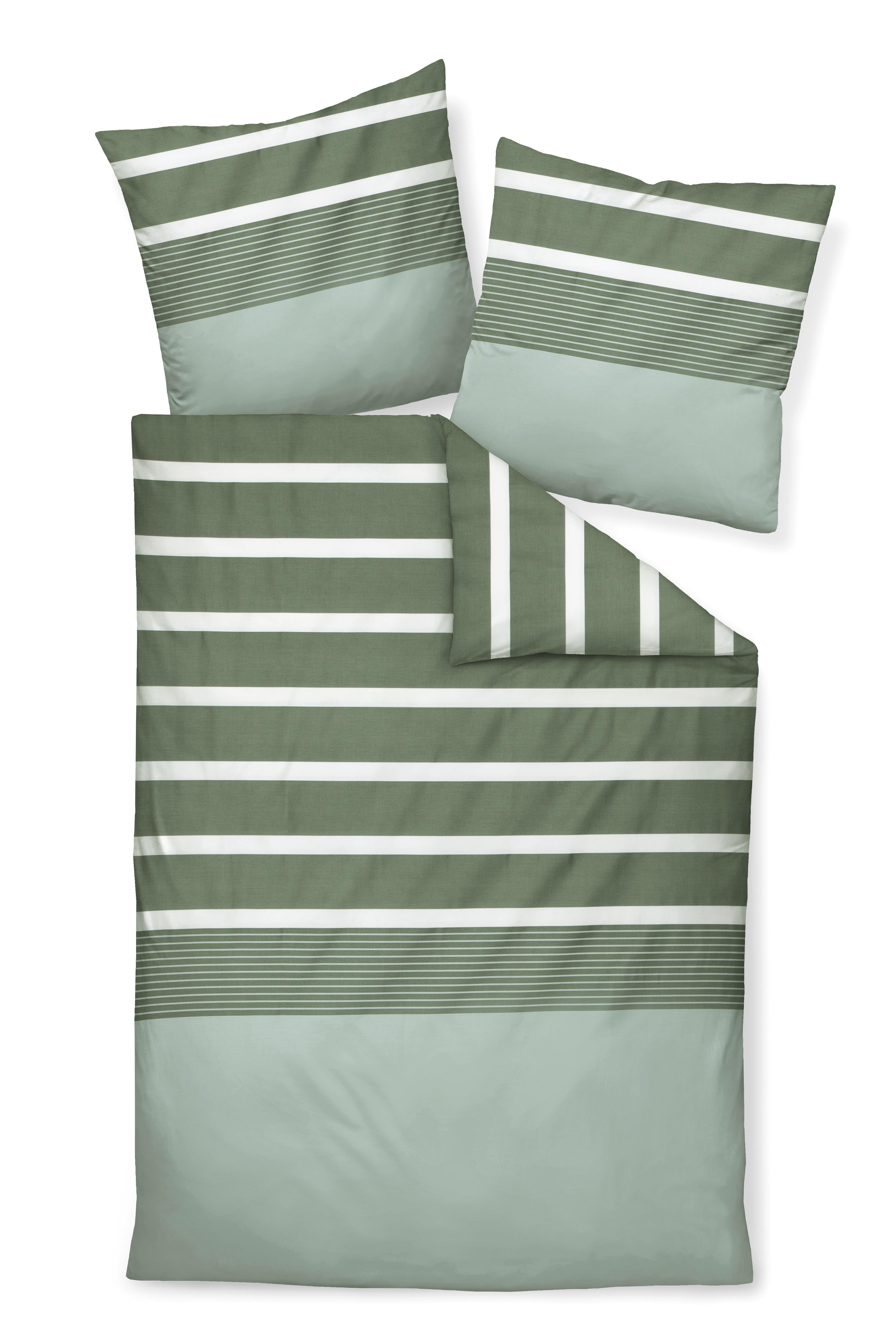 Janine Design Bettwäsche-Set 155x220cm PALERMO in Farbe Salbeigrün, Kissen, Dekoration für Zuhause, Kopfkissen