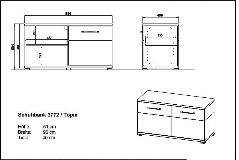 Germania Schuhbank GW-Topix in Farbe Lindberg-Eiche-Nachbildung