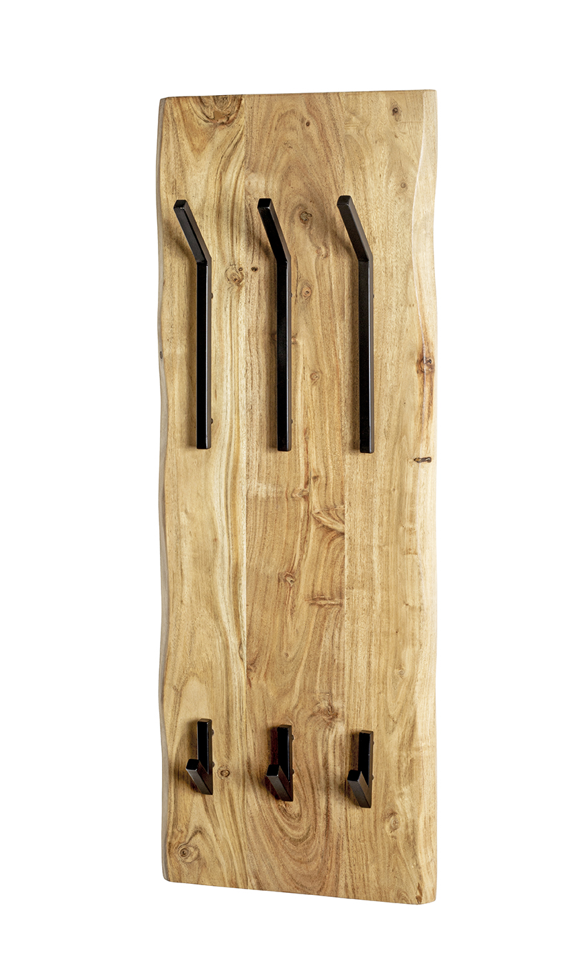 Wandgarderobe RIVERA in Metall schwarz, Holz