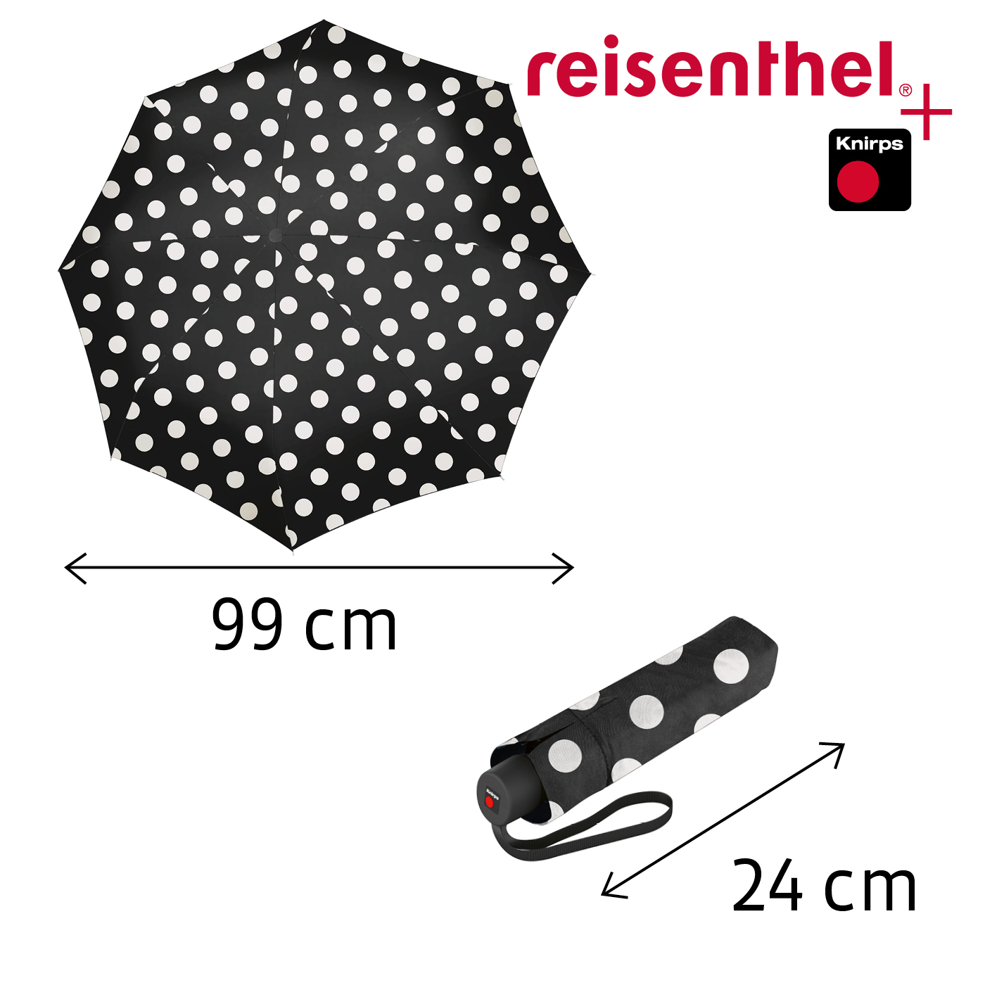 Reisenthel UMBRELLA POCKET CLASSIC in Farbe dots white, Zubehor, Formelle Kleidung, Krawatte, Muster