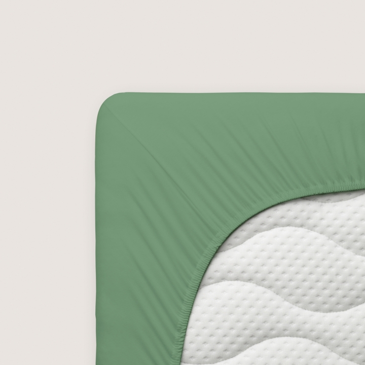 Schlafgut Casual Spannbettlaken ca. 90x190-100x200cm in Farbe Green Mid