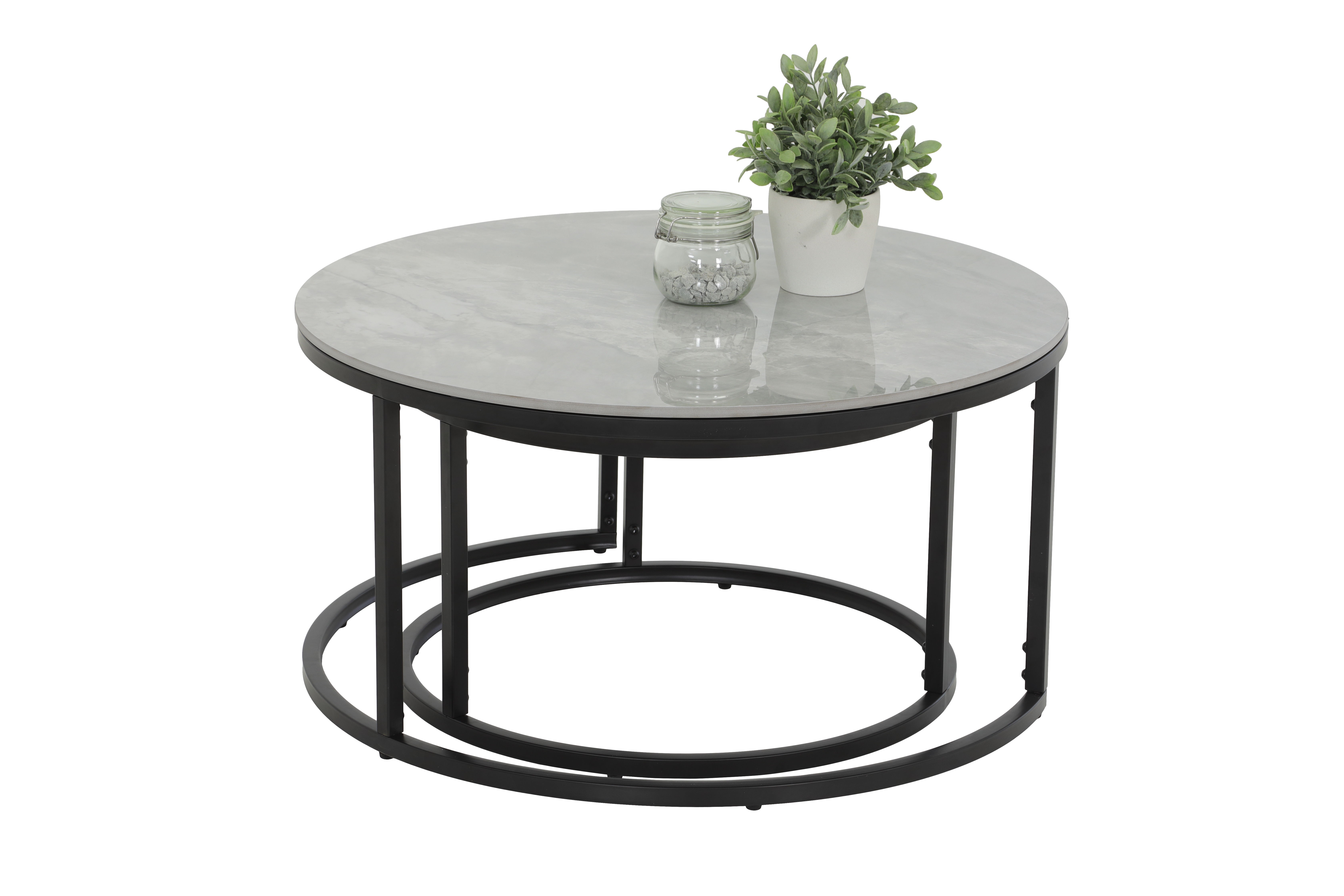 Couchtisch 2er-Set  in Marmoroptik grau/schwarz 12/03