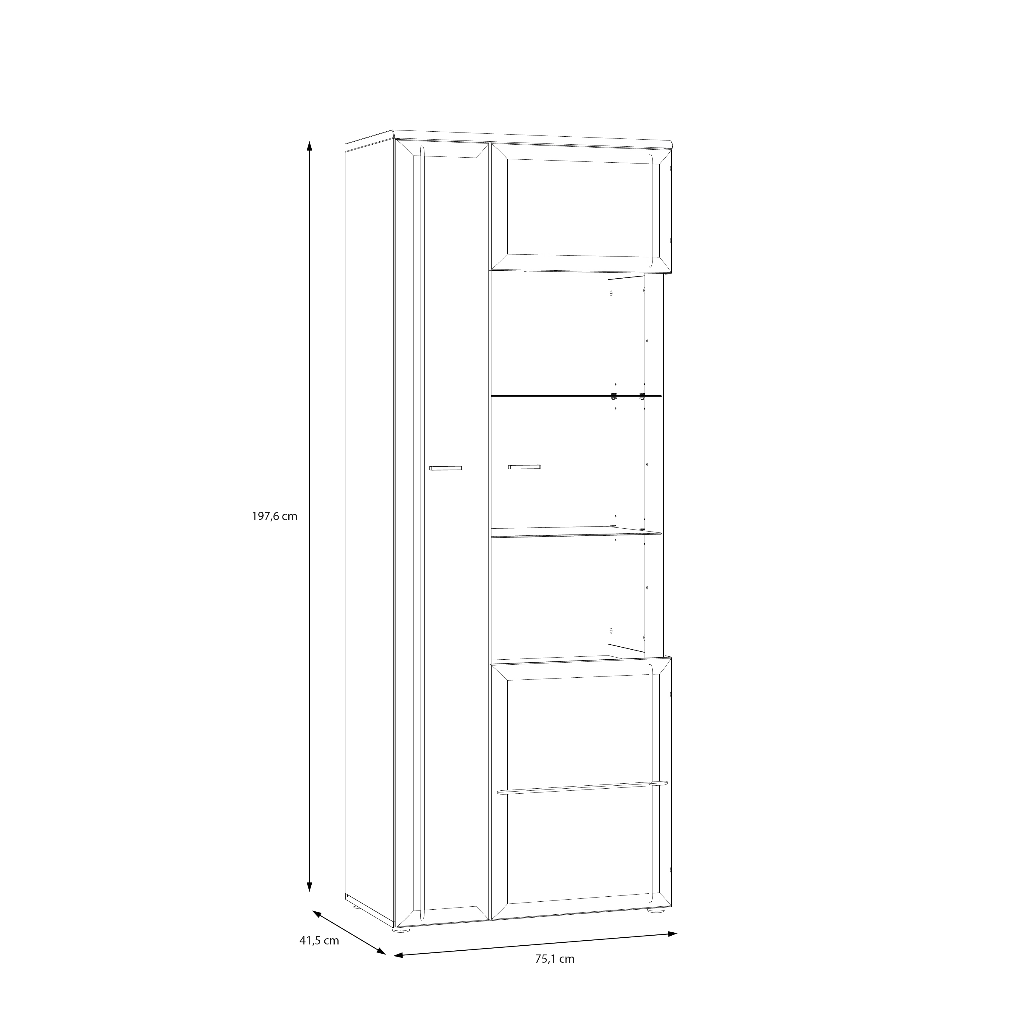 Forte Fabryki Mebli Vitrine AKINORI ca.B75 H198 T42 cm in D108 Novella Eiche